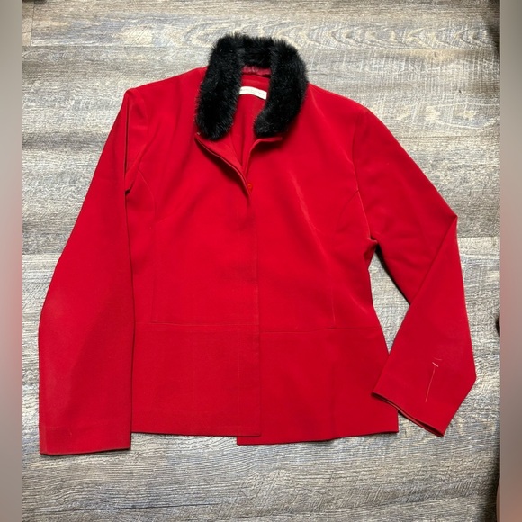 Amanda Smith Jackets & Blazers - Amanda Smith Women's Red blazer with Black Fur Collar
